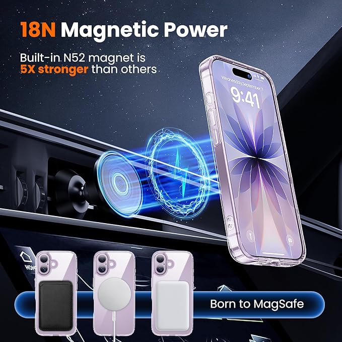 toushion 3 in 1 for iPhone 17 Case Clear,Fits MagSafe, Not Yellowing, Screen Protector*1 Camera Lens Protector*1, Military-Grade Protection for Phone Cover 6.3 inch
