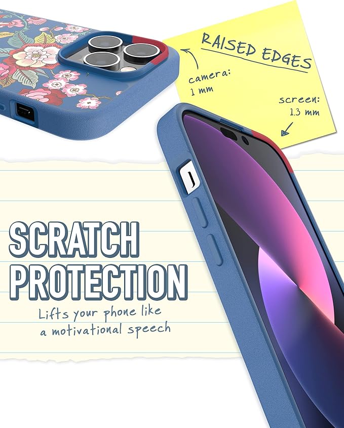 Smartish® iPhone 14 Pro Max Slim Case - Gripmunk Compatible with MagSafe [Lightweight + Protective] Thin Grip Cover with Microfiber Lining - Flirty Flowers