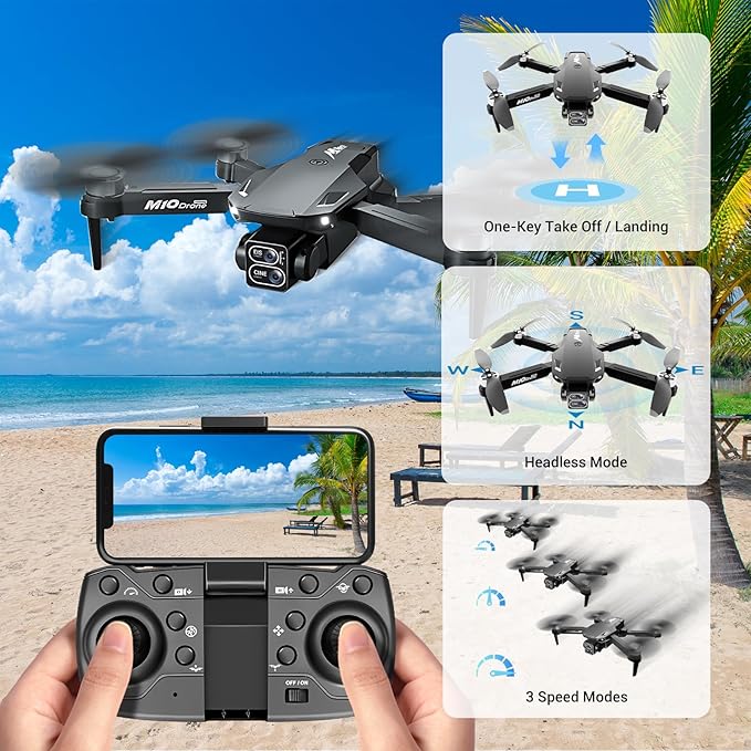 Drone with Camera 2K Brushless Motor Mini Drone 3D Flip FPV RC Drone One-Key Take Off/Landing 2 Batteries Foldable Drones with Camera for Adults Under 249g