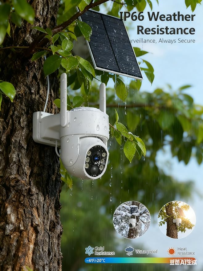 Gianteye 4G LTE Cellular Solar Security Cameras Wireless Outdoor, No WiFi Solar & Battery Powered Outdoor Security Camera, 2K Color Night Vision, Human Detection, Built in TF/SIM Card