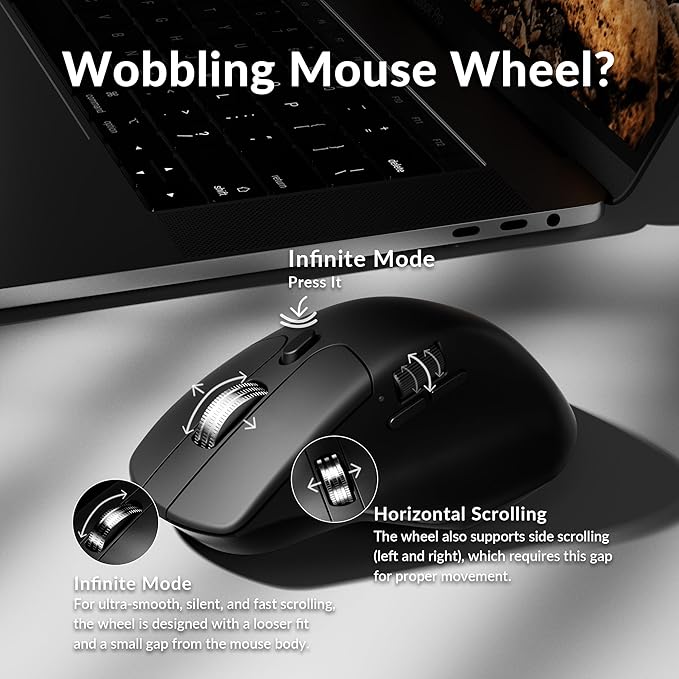 Keychron M6 Silent Wireless Gaming Mouse, 1000Hz, Bluetooth/2.4G/Wired, PixArt 3311 Sensor (12K DPI), 86g, 5 On-Board Memory Profiles for Plug & Play, Programmable for Mac/Win/Linux – Black