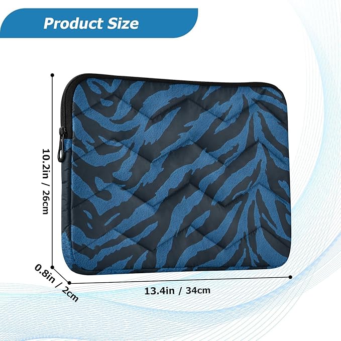Laptop Case Sleeve, Black Blue Tiger Print Wild Animal Shockproof Protective Computer Carrying Cover, Briefcase Handbags 15-16 inch Laptop Sleeve Bag