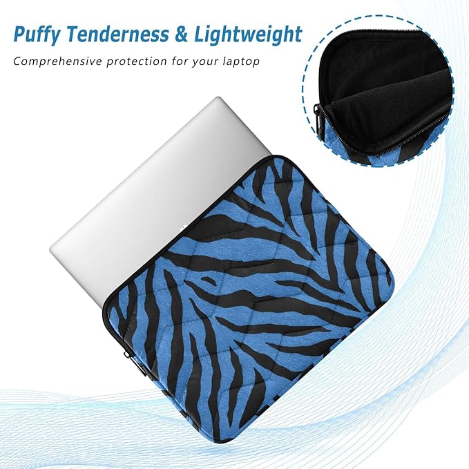Laptop Case Sleeve, Blue Tiger Print Black Wild Animal Shockproof Protective Computer Carrying Cover, Briefcase Handbags 15-16 inch Laptop Sleeve Bag