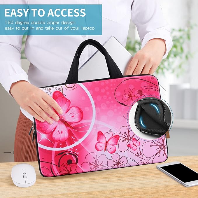 icolor 11 11.6 12 12.1 12.5 inch Laptop Carrying Bag Chromebook Case Notebook Ultrabook Bag Tablet Travel Cover Neoprene Sleeve for Apple Macbook Air Samsung Google Acer HP DELL Lenovo Asus Pink