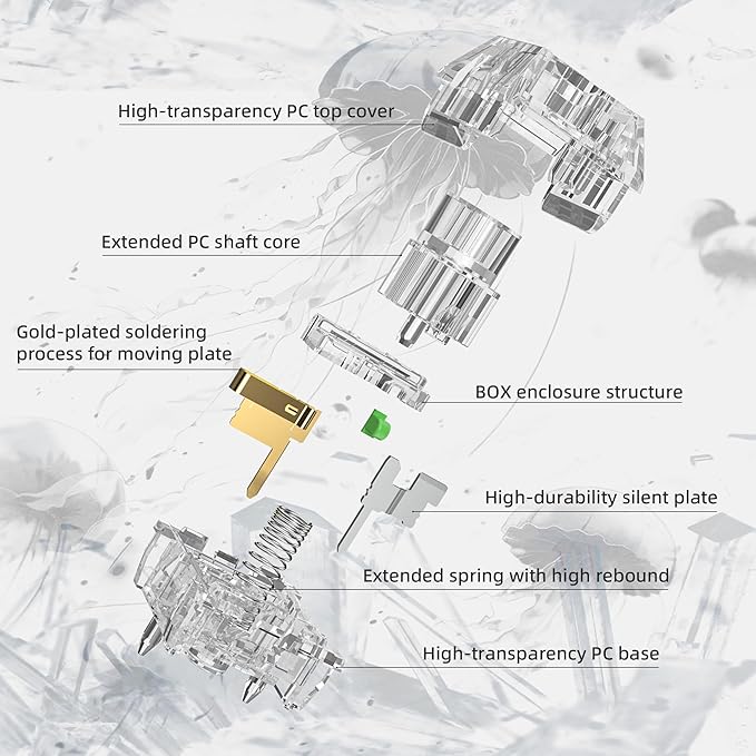 Kailh Box Jellyfish PRO Fully Transparent RGB Linear Mechanical Keyboard（Glass Jellyfish 36pcs）