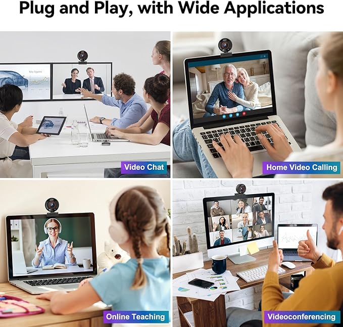 2K Webcam for pc with AI,Web Camera/8X Digital Zoom Computer Camera with USB 3.0/HDR/Dual Noise-Cancelling Mics，Zoom/Teams/Skype/Facetime/Meeting