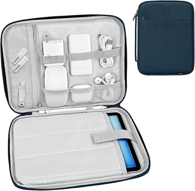 Dadanism 9-11 Inch Tablet Sleeve Padded Carrying Case with Handle, Protective Travel Bag for iPad A16 11" 2025, iPad Air M4/Pro M5 11", iPad 10th Gen 10.9", iPad 10.2", Galaxy Tab A11+ 11", Blue