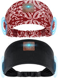 2-Pack Sleeping Headphones, Headband Headphones with Ultra-Thin HD Stereo Speaker, Bluetooth Headband for Sports, Workouts, Insomnia, Yoga, Air Travel, Meditation - Black&Pattern Red