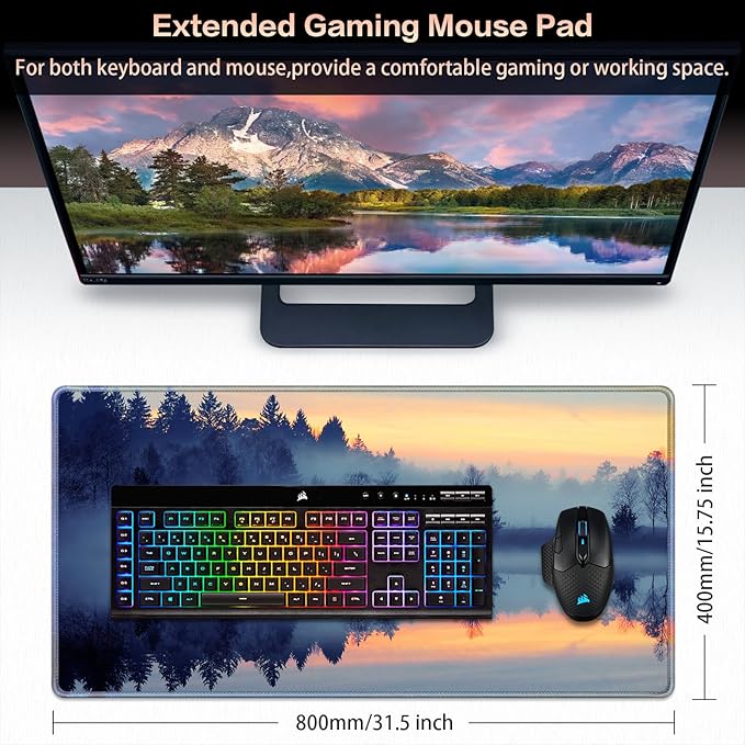 Canjoy Gaming Mouse Pad, Large Extended Mouse Pad Big Computer Mousepad for Home Office Gaming Work 31.5x15.7inch