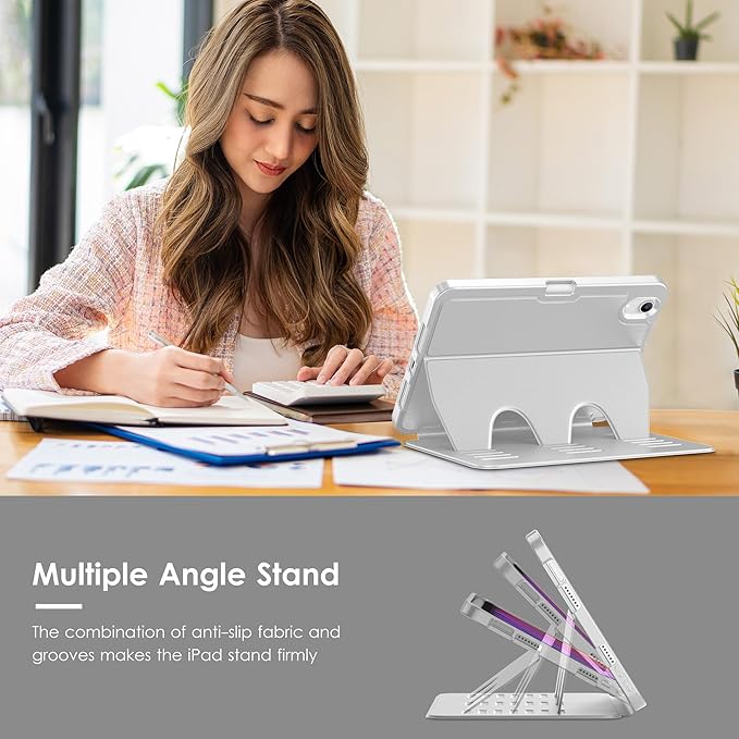 VIKESI Case for iPad mini 7 (A17 Pro) and iPad mini 6,Multiple Angles Magnetic Stand Cover,Shockproof Soft Back,Pencil Holder,and Auto Sleep/Wake,Gray