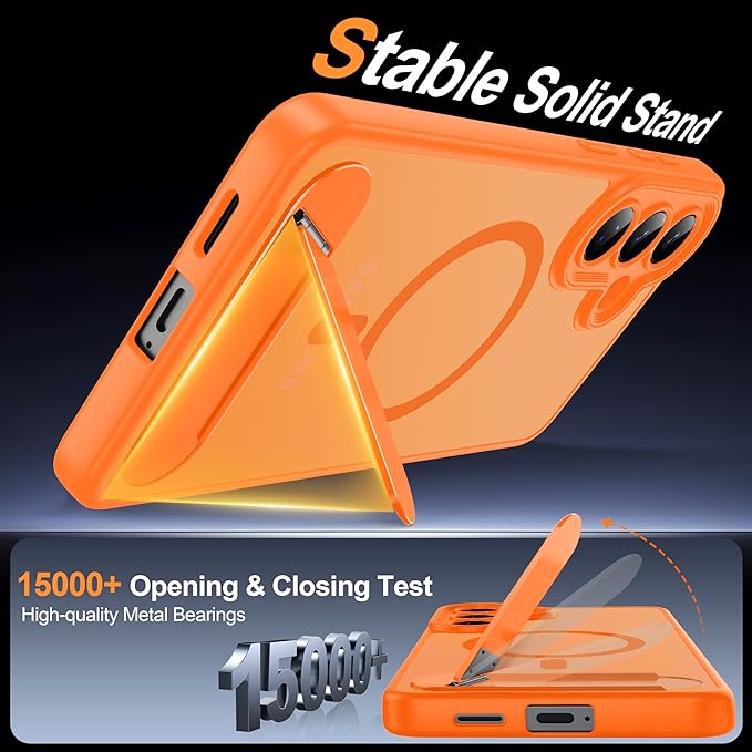 Magnetic for Samsung Galaxy S26+ Plus Case, [Compatible with MagSafe][Full Camera Protection][Built-in Invisible Kickstand] Translucent Matte Phone Case for S26 Plus 6.7" - Orange