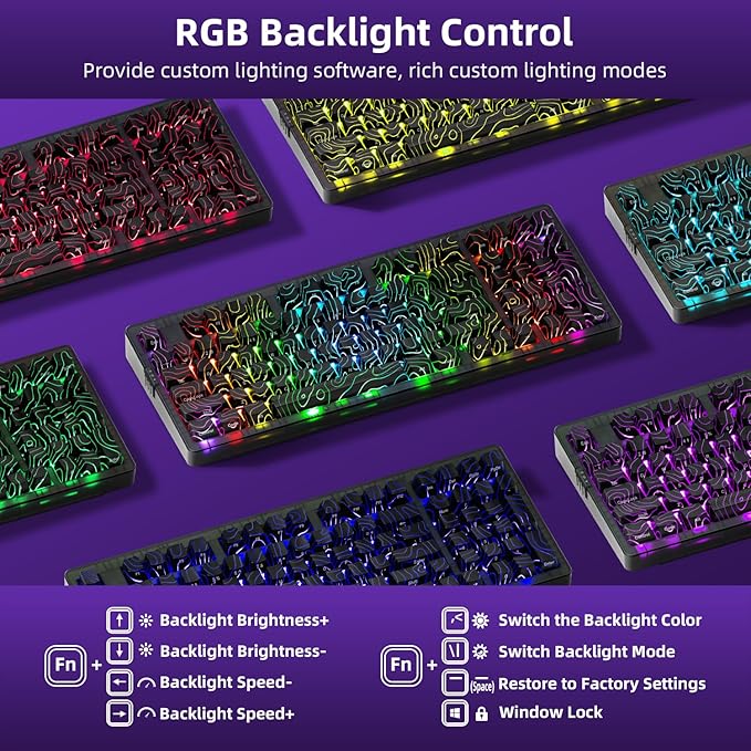 ZORNHER ZH980 Mechanical Keyboard Wireless,95% Black Hot-Swappable Custom Creamy Keyboard with Number Pad,Black Topographic Keycaps,Creamy Sounding Linear Switches,Full Size,2.4GHz/USB-C/BT5.0
