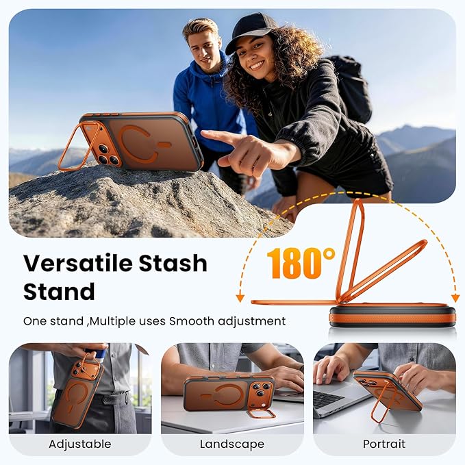 2 in 1 for iPhone 17 Pro Max Case,[1 Screen Protector],7X Military-Grade Drop Protection,Fits MagSafe,Tough, Rugged & Durable for Heavy Duty iPhone 17 Pro Max Case,Orange