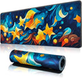 Hopipad Starry Night Large Gaming Mouse Pad for Desk, Desk Mat with Seamed Edges, Waterproof Desk Pad, Non-Slip Rubber Base, 31.5x11.8 Inch Keyboard Pad Computer Mat, Big XL Mousepad
