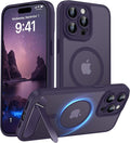Magnetic Compatible with iPhone 15 Pro Max Case, [Built-in Kickstand][Full Camera Protection][Compatible with MagSafe][Anti-Fingerprint] Shockproof Phone Case for iPhone 15 Pro Max 6.7",Purple