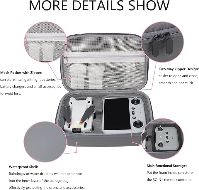 Storage Bag for Mini 3 Pro Drone Case Hard Shell Travel Carrying case Compatible with Mini 3 Pro, DJI RC/DJI RC-N1 and Accessories