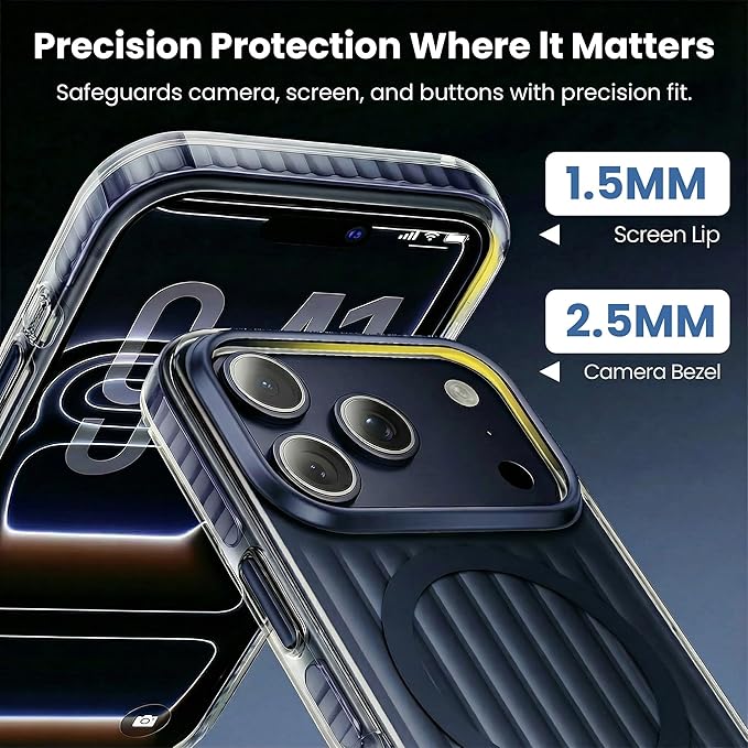 Magnetic Cooling Case for iPhone 17 Pro Max, with Air Vortex Heat Dissipation Technology, Anti-Fingerprint, Fit for MagSafe, Military-Grade Bumper, Included Camera Lens & Screen Protector,Deep Blue