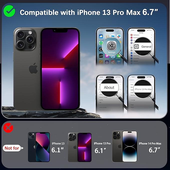 CACOE Magnetic Case for iPhone 13 Pro 6.1 inch with 360 Rotatable Ring Stand, Compatible with MagSafe Car Phone Mount, Cover Phone Holder for Desk Meeting/Videos（Dark Purple）