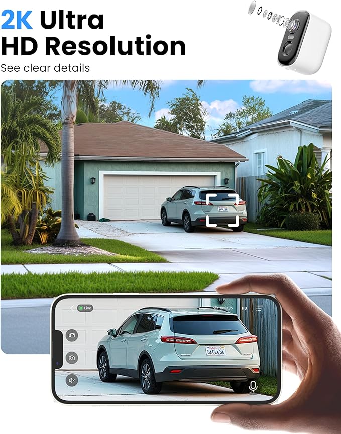 MISECU Security Cameras Wireless Outdoor, 2K Battery Powered WiFi Cameras for Home Security with AI Motion Detection, Color Night Vision, Siren Alarm, 2-Way Talk, IP66 Waterproof, Cloud/SD Storage
