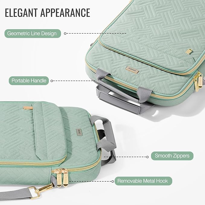 MoKo 13-14 in Puffer Laptop Sleeve Bag for 13-inch New Mac Air M5/Neo A18 Pro, 14-inch Mac Pro M5/M4/M3/M2/M1, 13.8“ Surface, Puffy Laptop Carrying Case with Handle & Shoulder Strap, Light Green