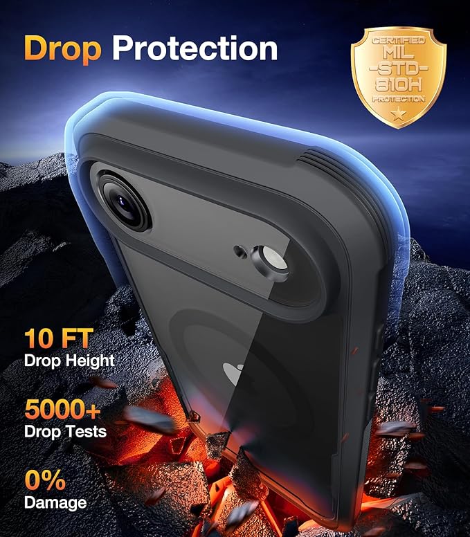 Diaclara Magnetic Designed for iPhone Air Case Full Body Bumper,[Compatible with MagSafe] Military Drop Proof Cover with Built-in Touch Sensitive Anti-Scratch Screen Protector for iPhone 17 Air Black