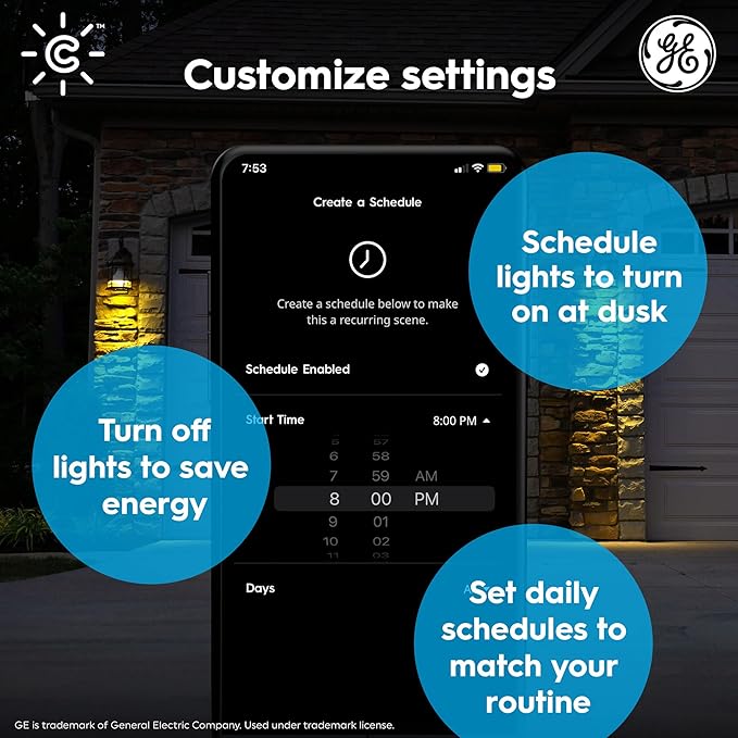 GE CYNC Smart LED Light Bulb, PAR38 Flood Light Outdoor, Works with Amazon Alexa and Google Home, WiFi Light, Color Changing Light Bulb, 90W Equivalent, (Pack of 2)
