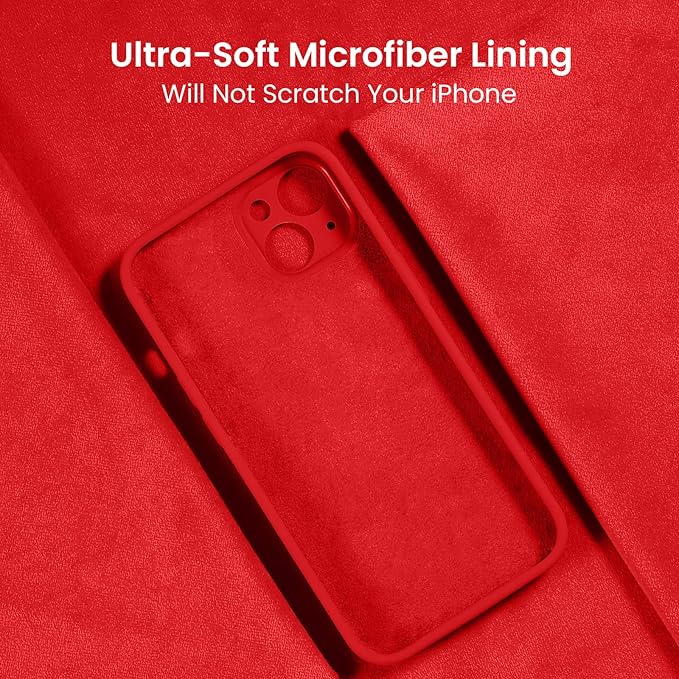 FireNova Designed for iPhone 14 Case, Silicone Upgraded [Camera Protection] Phone Case, Soft Anti-Scratch Microfiber Lining Inside, 6.1 inch, Red