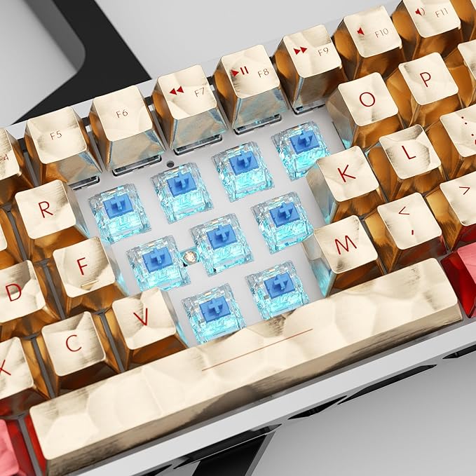 Zhouwang 36PCS Crystal Blue Clicky Mechanical Keyboard Switches,3-Pin Hot-Swappable Pre-Lubricated Switches with 1 Kailh Switches,Crisp Click Sound,for Gaming Keyboards & 3D Print Accessories