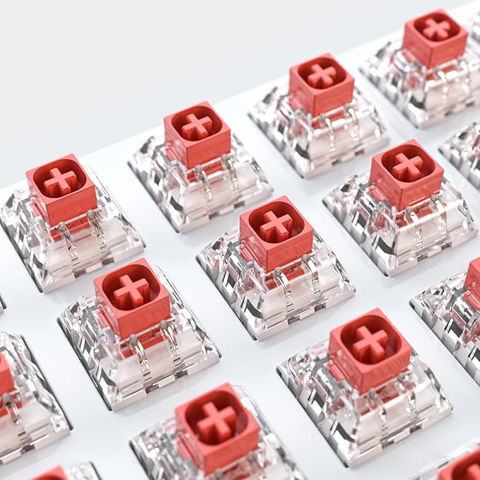 Kailh Box Red Switches for Mechanical Keyboard,3-Pin 45gf Linear/Factory Lubed/Dust&Waterproof Switches(Kailh Box Red,72Pcs)