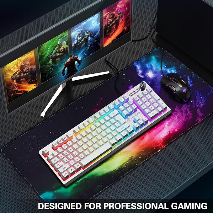 Canjoy Gaming Mouse Pad, XL Large Extended Keyboard Mouse Mat Big Computer Desk Pad with Non-Slip Base and Stitched Edge for Home Office Gaming Work 31.5x15.7inch