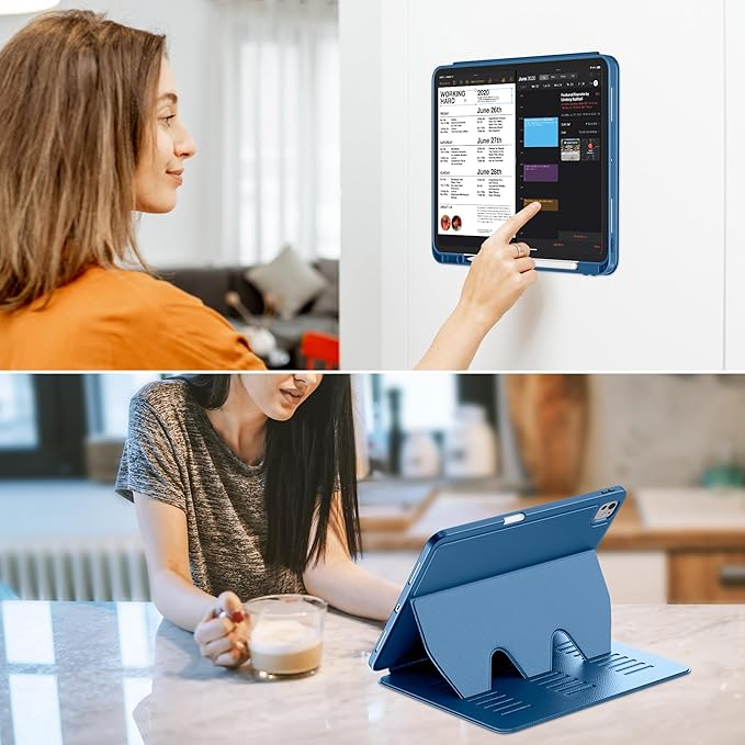 VIKESI Case for iPad iPad Pro 13-inch M5 or M4 Released in 2025 or 2024,Multiple Angles Magnetic Stand Cover,Shockproof Soft Back,Pencil Holder,and Auto Sleep/Wake, Blue