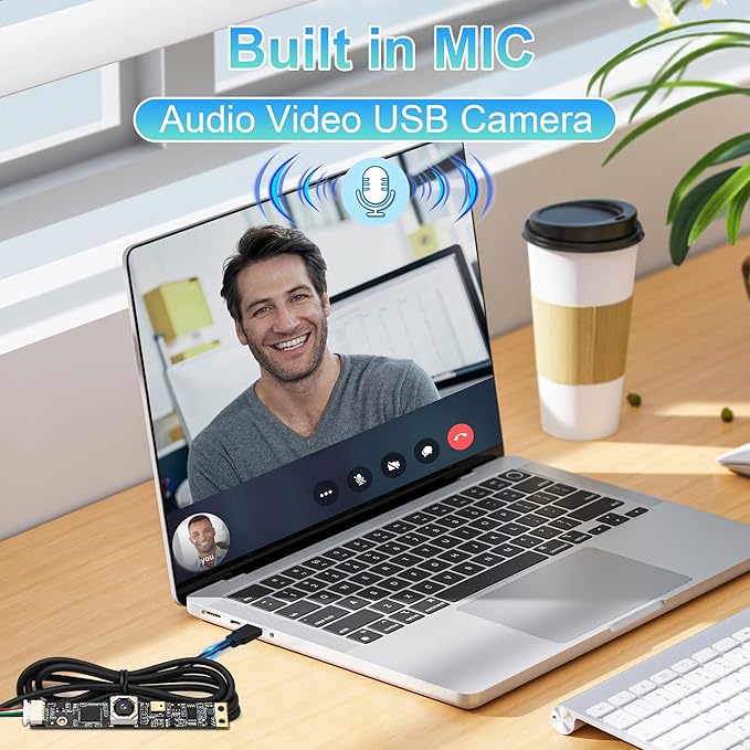 8mp Auto Focus USB Camera with Microphone Mini PC Camera for Computer 4K lightburn Camera for Laser Engraver Mini Strip Webcam Board CCTV USB Surveillance Camera for Raspberry Pi Laptop