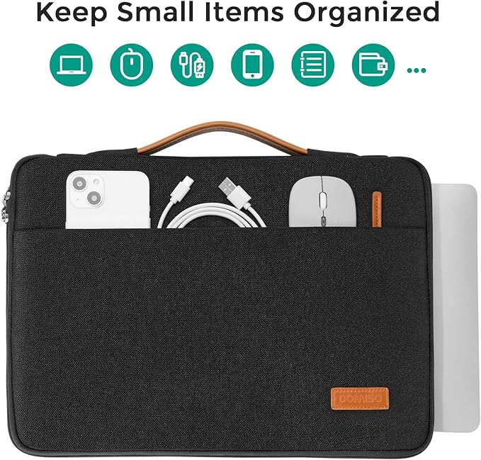 DOMISO 13.3 inch Laptop Case Sleeve Protective Cover Compatible with 14 inch MacBook Pro M4 M3 M2/MacBook Pro Max,13-13.3 inch Dell,Lenovo, HP,Waterproof Computer Cases Bag with Handle,Black