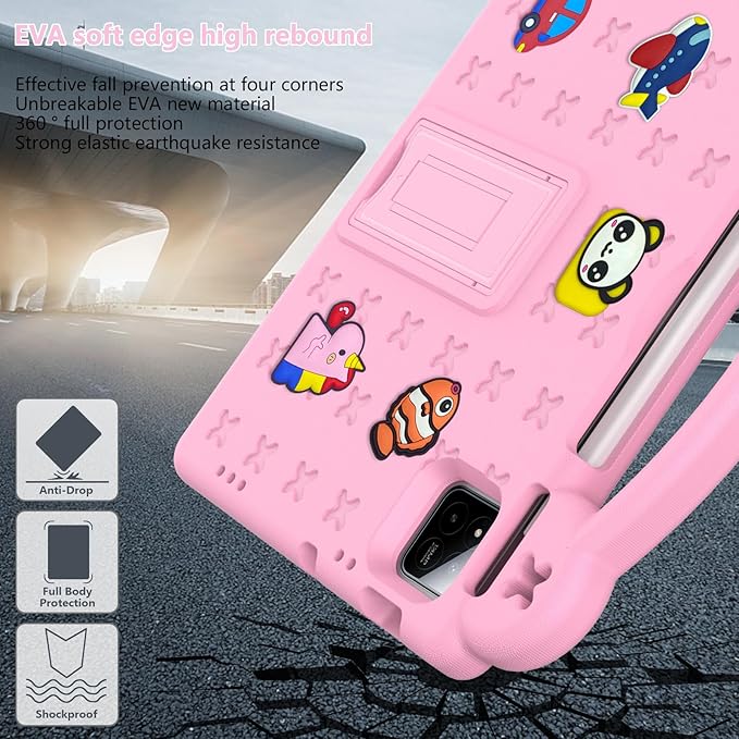 AKABEILA Compatible with Xiaomi Pad 7/Xiaomi Pad 7 Pro 11.2 inch 2024/Xiaomi Pad 8 2025 11.2 inch Tablet Case, Kids Friendly Universal Protective Case with Shoulder Strap & Stand Handle Pink