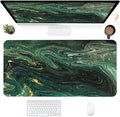 Desk Mat,Green Gold Liquid Marble Extended Gaming Mouse Pad for Office Work & Game,Computer Keyboard Mouse Mat Desk Non-Slip Rubber Base Large Mousepad with Stitched Edges, 31.5x15.7inch