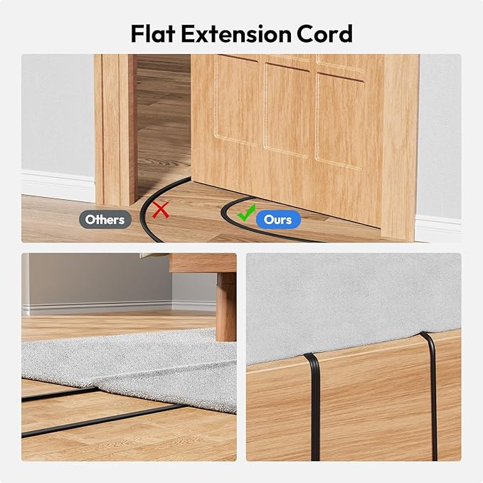Flat Plug Power Strip with USB Ports, NTONPOWER Nightstand Desktop Charging Station with 5ft Extension Cord, Wall Mount with 3 Outlet 4 USB(1 USB C), Small Size for Travel Home Office Dorm Room, Black