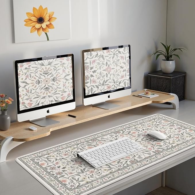 iLeadon Large Desk Mat Grey, Thick Keyboard and Mouse Pad with Non-Slip Base, Keyboard Mats for Desk, Full Coverage Computer Mat 35.4"x15.7" for Office & Gaming Setup (Grey)