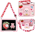 for iPad 9th/8th/7th Generation Case Kids - 10.2 inch Soft Silicone iPad Air 3rd Gen 10.5"(2019) Cover with Pencil Holder,Shoulder Strap & Stand for School,Cute Bear Gift for Teen Girls