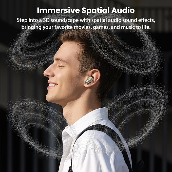 TOZO NC20 Active Noise Cancelling Wireless Earbuds, LDAC Hi-Res Sound Bluetooth Headphones, 6 Mics AI Call Ear Buds 80H Playtime, Dual Pairing, 32 EQ via App, IPX8 Waterproof, Wireless Charging Case