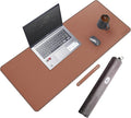 CENNBIE 35.5" x 16" Leather Desk Mat, Non-Slip Waterproof Extra Wide Desk Pad Protector,Computer Mouse Pad for Office Home (Brown)