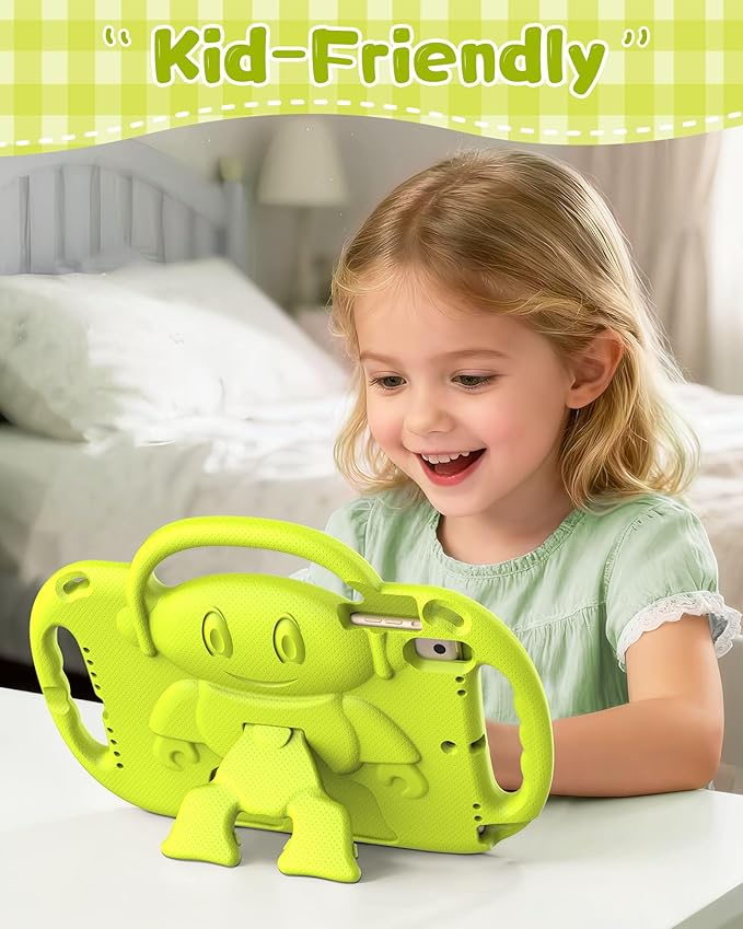 Kids Case for iPad A16 11" 2025 (11th Gen) & 10th Generation 10.9" 2022 & iPad Air 11" M3/M2 & Air 5th/4th Gen & Pro 11, Durable Shockproof Cover with Shoulder Strap Handle Stand, Light Yellow