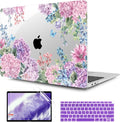 TWOLSKOO Hard Shell Case Keyboard Cover Skin Screen Protector for 2021-2018 Release MacBook Air 13 inch Model A2179 A1932 A2337 M1, Colorful Hydrangea