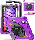 BRAECN for iPad mini 7(A17 Pro)/ 6 case 2024/2021 8.3 inch Heavy Duty Shockproof Protective with Pencil Holder Screen Protector 360°Rotating Stand Handle Full Body Cover Shoulder Strap Kids Friendly