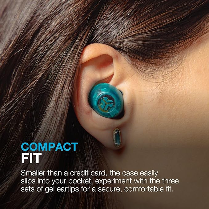 JLab, Go Pop ANC, True Wireless Earbuds, Active Noise Cancelling, Bluetooth Earbuds, Transparent Neon Green