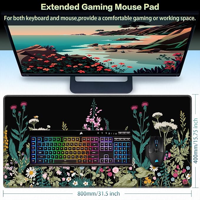Canjoy Gaming Mouse Pad, Large Extended Mouse Pad Big Computer Mousepad for Home Office Gaming Work 31.5x15.7inch