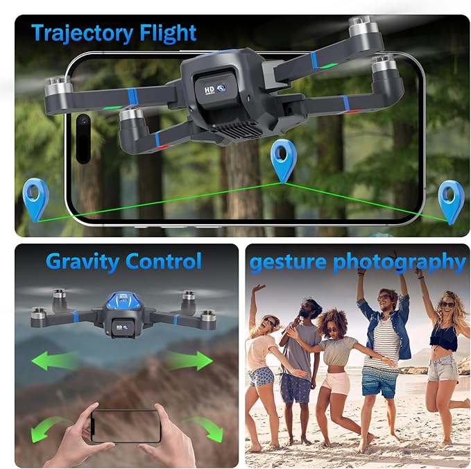 Toladrone TL16 Drones with Camera for Adults 4K, Brushless Motor Mini Drone with Camera for Beginners with Headless Mode 360° Flip Gravity Control, Foldable Quadcopter for Adults, Blue