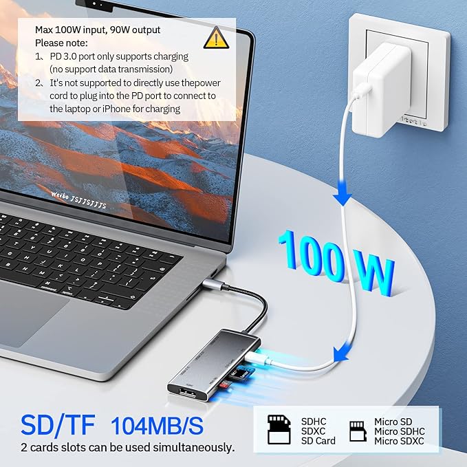 Minisopuru USB C Dock,7 in 1 USB C Hub Multiport Adapter with 4K HDMI,3X USB 3.0,100W Power Delivery,SD/TF Card Reader,USB C Adapter for MacBook Pro,Air,iPad Pro,Dell,XPS,HP,Lenovo and More…