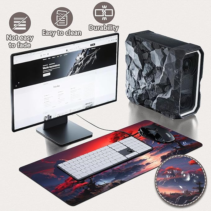 Gaming Mouse Pad - (31.5"×11.8") Japanese Anime Large Mouse Pads for Desk - Desk Mat for Keyboard and Mouse with Non-Slip Base, Desks Pad Matfor Game/Office & Home