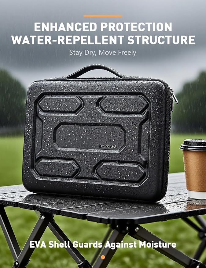 DOMISO 14 inch Laptop Sleeve with Handle Shockproof Computer Bag Waterproof EVA Protective Carrying Case for 14" ThinkPad E480/Yoga 920/13.5" Microsoft Surface Book/HP Pavilion 14 Stream 14, Black