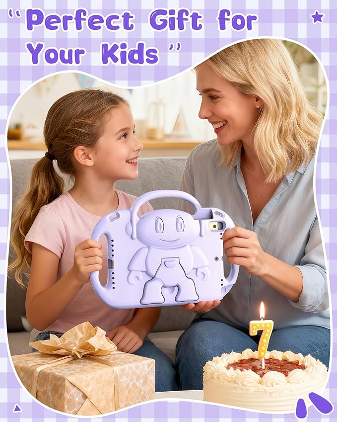 Kids Case for iPad 5th/6th Generation (9.7 inch, 2017/2018) & iPad Air 1/2 9.7" & Pro 9.7, Durable Shockproof Lightweight Kids Cover with Shoulder Strap/Handle/Kickstand, Light Purple